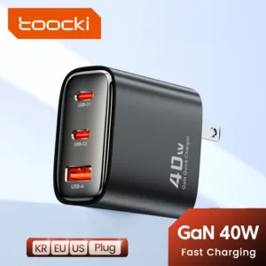 Toocki PD 40W GAN อะแดปเตอร์ชาร์จเร็ว QC3.0 USB Type C สามพอร์ต สําหรับโทรศัพท์มือถือ แล็ปท็อป