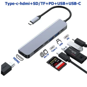 อะแดปเตอร์ฮับType-c HUB USB-C รองรับสูงสุด HDMI 4K 30Hz+ USB2.0+USB3.0+PD+SD/TF