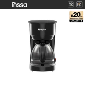 INSSA เครื่องชงกาแฟ ใช้ในครัวเรือน เครื่องชงกาแฟกรองหยด ความจุขนาดใหญ่ 750 มล ชงชากาแฟ KFJH011