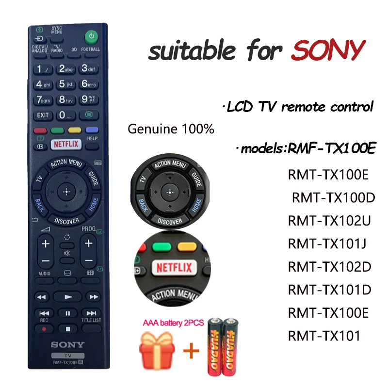 ของแท้ remote รีโมททีวี SONY LCD Smart TV รีโมท(แบตเตอรี่ ที่มาพร้อมกับแบตเตอรี่ 2 pcs) RMF-TX100E RMT-TX100E RMT-TX100D RMT-TX102U RMT-TX101J RMT-TX102D RMT-TX101D RMT-TX100E RMT-TX101