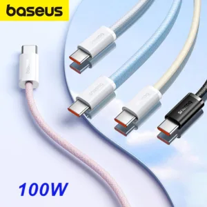 Baseus typec สายชาร์จเร็ว PD 100W ชาร์จเร็ว สําหรับ iP 15 Plus Pro Macbook ipad Extended 2 เมตร