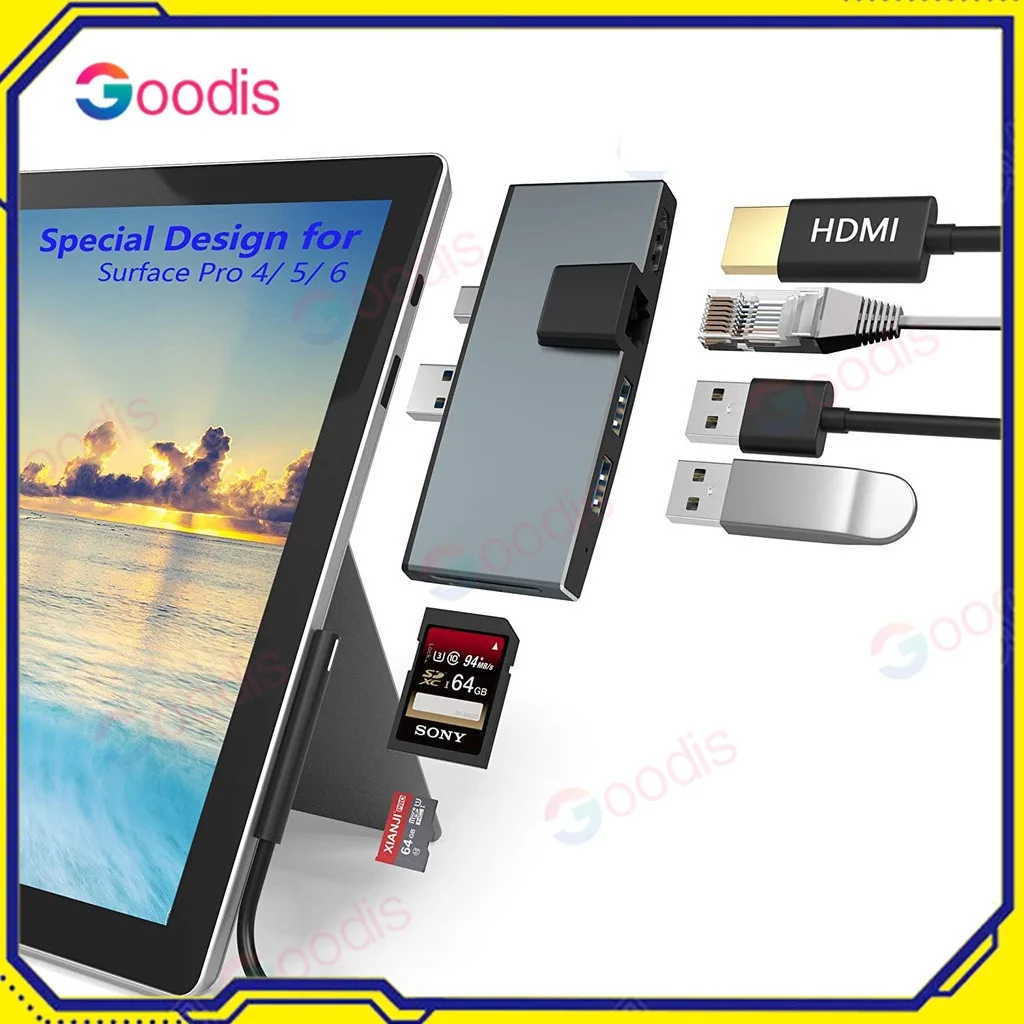 อะแดปเตอร์ฮับ สําหรับ Dock สําหรับ Microsoft Surface Pro 6 5 4 4K HDMI USB 3.0 SD  TF Card Reader Hub Adapter