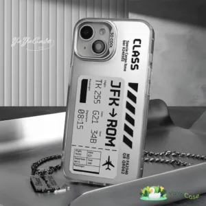 สำหรับ iPhone 11 13 CASE FOR เคสไอโฟน15 14 12 Pro Max 15 14 7 8 Plus X XR XS MAX ตั๋วเครื่องบิน สไตล์ ขั้นสูง สี เงินเคส