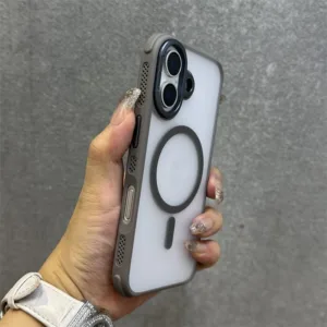 เลนส์อลูมิเนียมป้องกัน Matte Magnetic การกระจายความร้อนเคสโทรศัพท์สําหรับ iPhone 16 Promax 16 15 14 13 12 Pro Max 16 Plus ปลอกกันกระแทกและ anti drop case