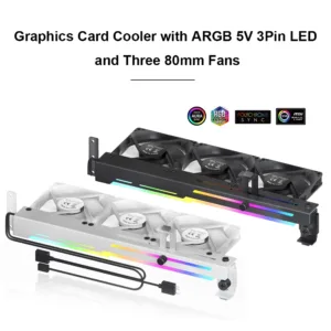 พัดลมระบายความร้อนการ์ดจอ พร้อมไฟ LED ARGB 5V 3Pin และพัดลม 80 มม. RGB LED