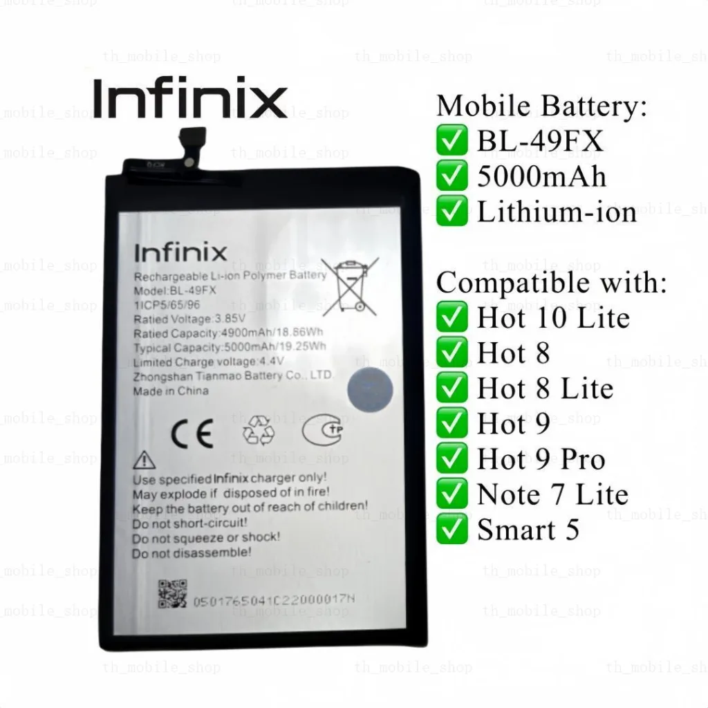 แบตinfinix Hot8 แบตเตอรี่ Battery infinix Hot 8 model BL-49FX แบต infinix Hot 8