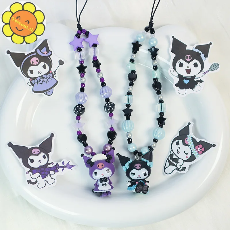 Yescont น ่ ารัก Kuromi Melody โทรศัพท ์ Chain Charm Sanrio โทรศัพท ์ เชือก Knot โทรศัพท ์ มือถือ Lanyard พวงกุญแจผู ้ หญิงกระเป ๋ าจี ้ สําหรับหูฟัง TH