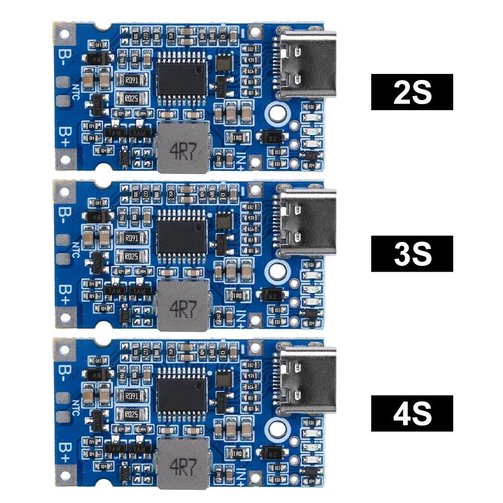 2s 3S 4S BMS 4.5V-15V 18W 2A แบตเตอรี่ลิเธียมโมดูลชาร์จสนับสนุน QC Fast Charge board Type-C