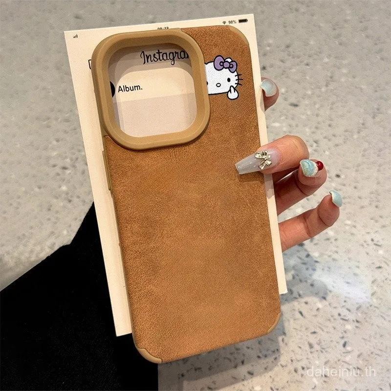 หนังกลับมีรูใหญ่สำหรับ KT เคสโทรศัพท์มือถือสำหรับ Apple 16Promax/15/14/13PROMAX 12/117/8PLUS มีเอกลักษณ์ส่วนตัว se2020สร้างสรรค์ X/XR/XS/xsmax wk13