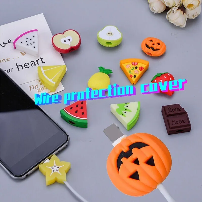 สายเคเบิลข้อมูลโทรศัพท์มือถือ ป้องกันการแตกหัก เคสซิลิโคนอ่อนนุ่มลายการ์ตูนการป้องกันสายเคเบิลเคเบิลข้อมูล