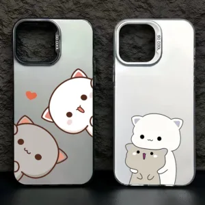 เคสโทรศัพท์สําหรับxiaomi Poco C65 X6 Pro X5 M6 F6 F5 Pro Mi 13T 14 Pro 13 12T Pro Mi 11 Lite 5G NEน่ารักMitaoแมวรูปแบบเงินIMDกันกระแทกปกแข็ง