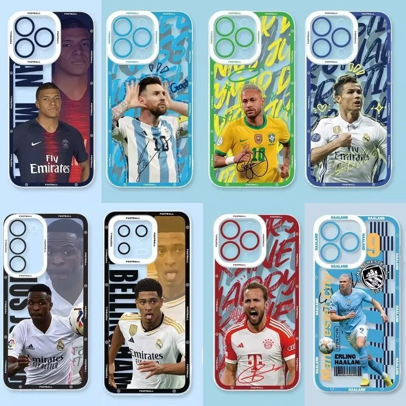 เคสโทรศัพท์สําหรับxiaomi Redmi 12 13C 12C 9 9C 10A 9A 10 K40 POCO F3 หมายเหตุ 8 9 Pro 9S 9T Shell Clearฟุตบอลผู้เล่นMessi Cristiano Ronaldo Neymar Kai Havertzซิลิโคน