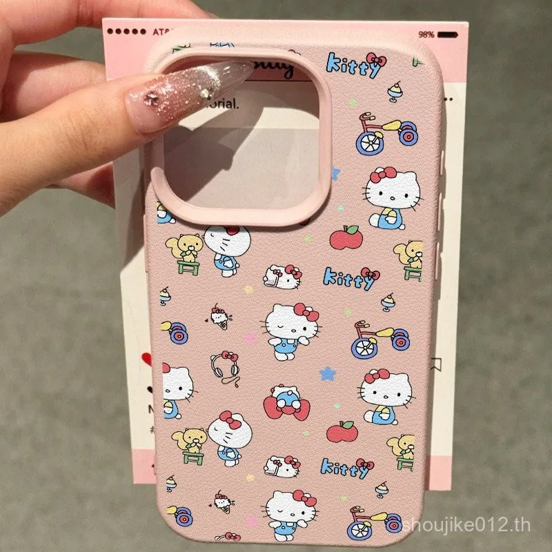 เต็มหน้าจอคิตตี้พรีเมี่ยมหนัง iPhone เคส