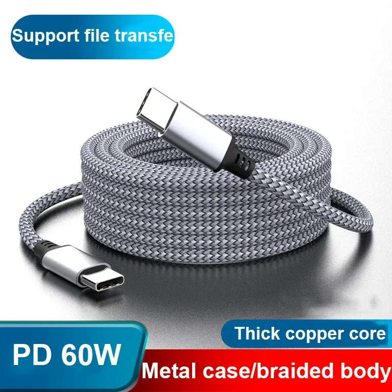 60w ประเภท c ถึง type c 3M 5M 8M สายชาร์จ PD fast Charger สําหรับ Xiaomi Samsung กล้องสายต่อประเภท c cable fast CHARGE