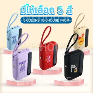 พาวเวอร์แบงค์ 20000mAh Power Bank mini พร้อมสายชาร์จ 4เส้น แบตสำรอ ขนาดเล็กน้ำหนักเบา