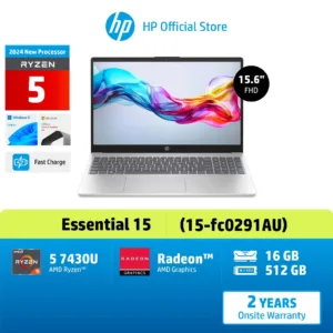 [คุ้ม+กดเพิ่มของแถม] HP Notebook 15-fc0291AU / Ryzen 5 7430U/ Radeon Graphics/ 16GB/ 512GB/ Win11/ MS21/ 2Yrs โน๊ตบุ๊ค