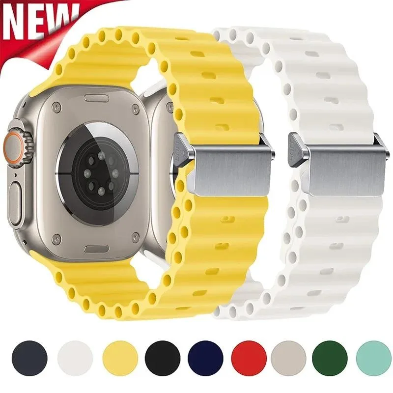 Ocean สายซิลิโคนสําหรับ Apple Watch Ultra 2 49 มม.46 มม.42 มม.45 มม.41 มม.44 มม.40 มม.IWatch Series 10 9 7 8 5 6 SE