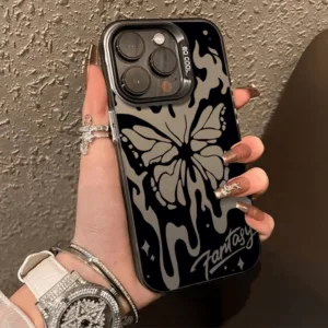 เคสโทรศัพท์แอปเปิ้ล  ทนต่อสิ่งสกปรก 11 12 13 14 15 Pro Max XS X XR 7 8 14Plus ป้องกันการชนกันผีเสื้อสร้างสรรค์