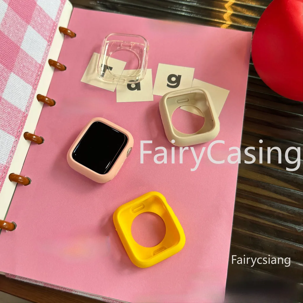 เคสซิลิโคนอ่อนนุ่มสําหรับ Apple Watch series 10 46MM Ultra 2 49 มม.ฝาครอบกันชนสําหรับ iWatch 9 8 7 6 SE 41 มม.45 มม.38 มม.40 มม.42 มม.44 มม.
