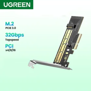 Ugreen 70503 อะแดปเตอร์ขยายการ์ด PCIE เข้า M2 NVMe M.2 PCI 32Gbps PCI-E Card x4/8/16 M&B Key SSD