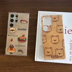 ที่ไม่ซ้ํากันน่ารักกรณีเลเซอร์เหมาะสําหรับsamsung S24ultraเคสโทรศัพท์S23 + เคสป้องกันS24 + รวมทุกอย่างShock-ResistantกรณีS22uฤดูใบไม้ร่วงฤดูหนาวสีSeries S23 FE Simple Insแฮมเบอร์เกอร์สีน้ําตาลกรณี