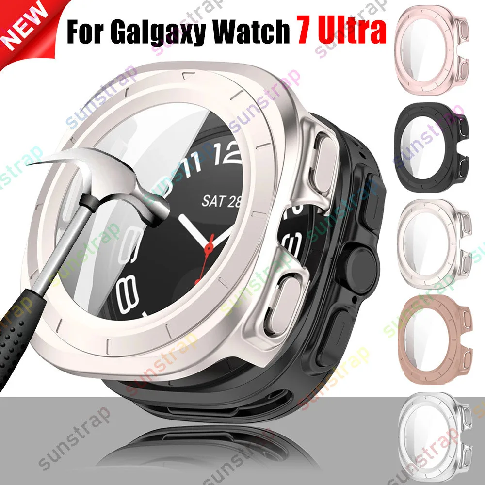 เคสพีซี + กระจกสําหรับ Samsung Galaxy Watch 7 Ultra 47MM เปลือกกันชนนาฬิกา 7 Ultra Hard PC ฝาครอบป้องกันพร้อมฟิล์มกระจกป้องกันรอยขีดข่วน