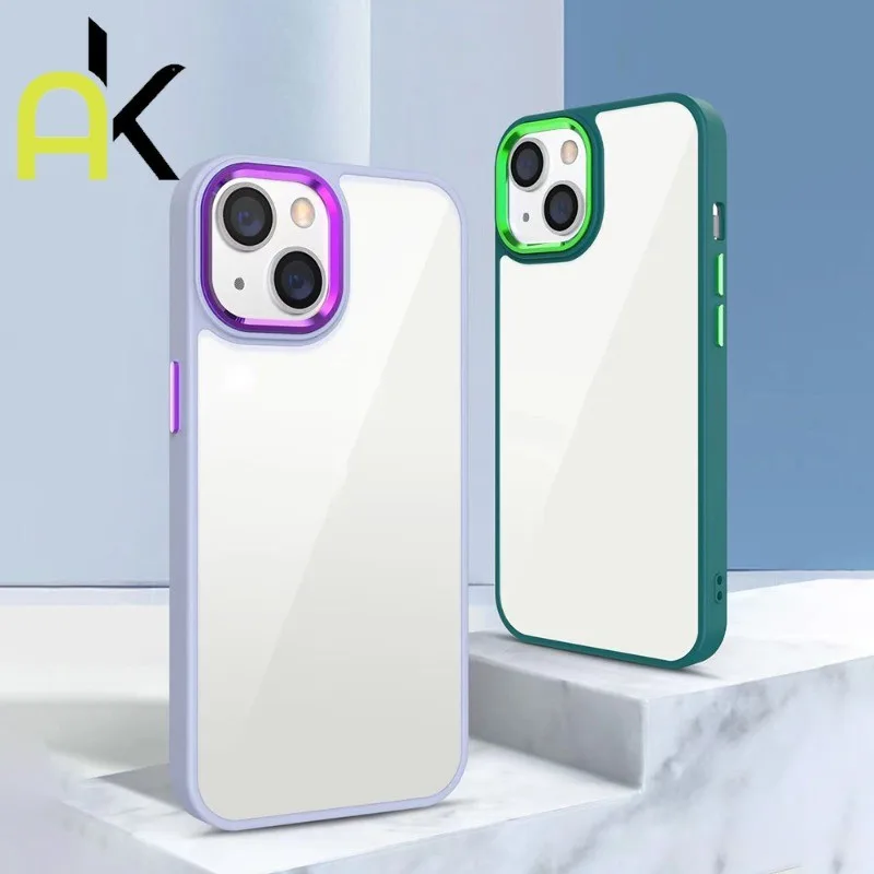 AK เคสไอโฟน 16 15 14 13 เคสไอโฟนคริลิคพีซีแข็ง+ซิลิคอน กันกระแทก Case for IPhone 11 Xr 12pro 6 7 8 Plus 14 X&XS 15PROMA