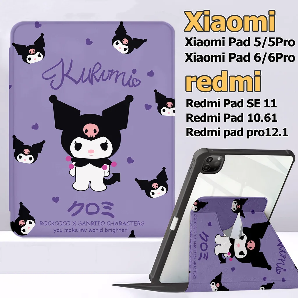【เคสฝาพับ Redmi / Xiaomi】เคส Redmi Pad SE 11 นิ้ว for เคส Xiaomi pad 6 / 5 Pro เสี่ยวมี่ แพด 5 6 redmi pad pro12.1/pad 10.61 2024รุ่นอัพเกรด 360°หมุนได้ Kuromi เคสแท็บเล็ต Xiaomi