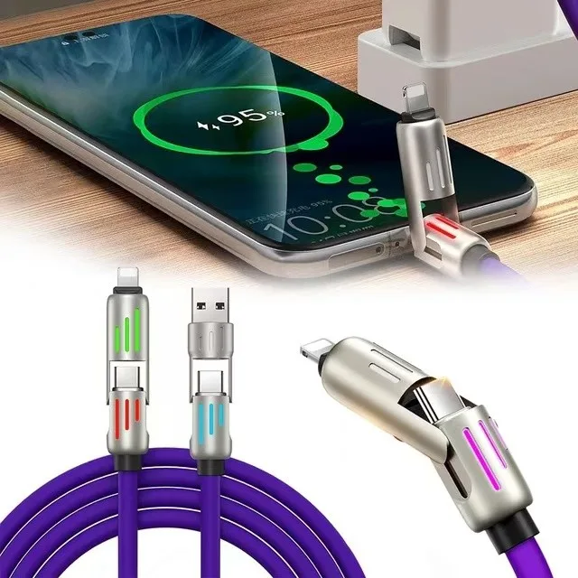240w Super Fast สายชาร์จ 4 In 1 Multi Connectors Charger หมุนข้อศอก USB Type-C 1.2M โทรศัพท์มือถือสายชาร์จสําหรับ Xiaomi Samsung