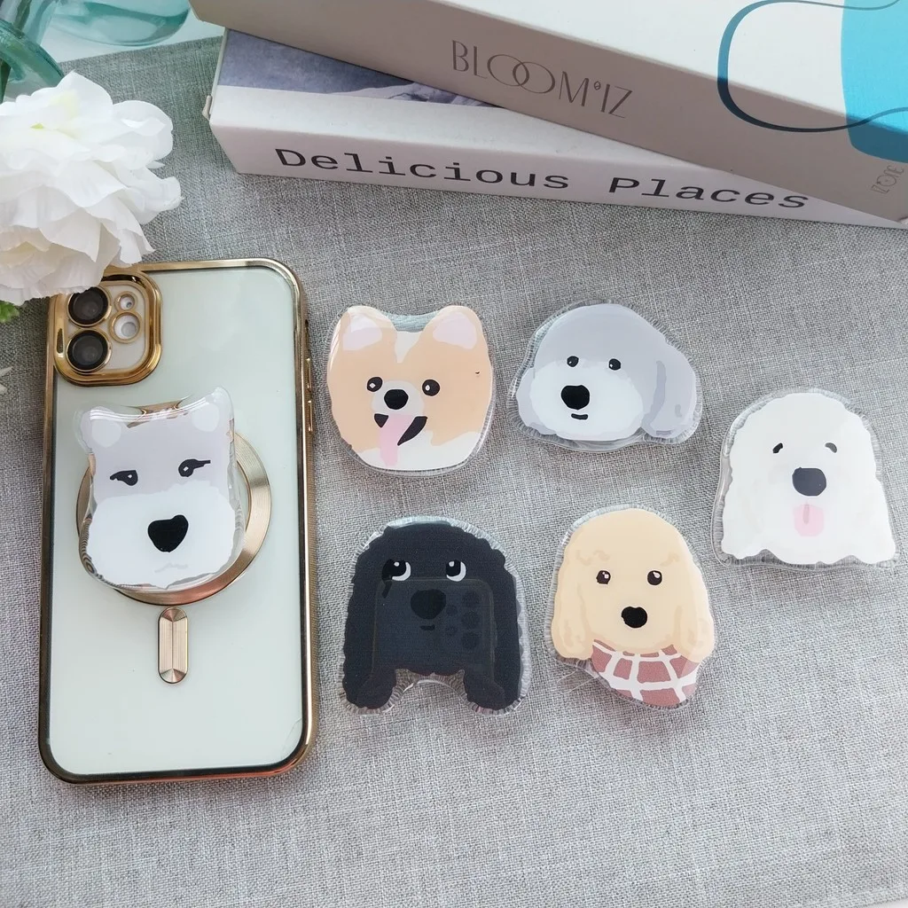 Griptok Acrylic ลายน้องหมา การ์ตูนติดหลังมือถือ ที่ติดโทรศัพท์ กริ๊บต็อก