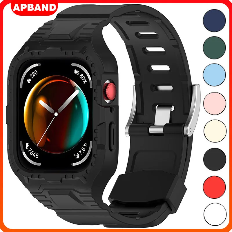 สายรัดซิลิโคนสำหรับนาฬิกา Huawei Watch Fit 3 ตัวป้องกันหน้าจอกีฬาฝาครอบกันชนยางรัด Smartwatch สำหรับ Huawei Fit 3