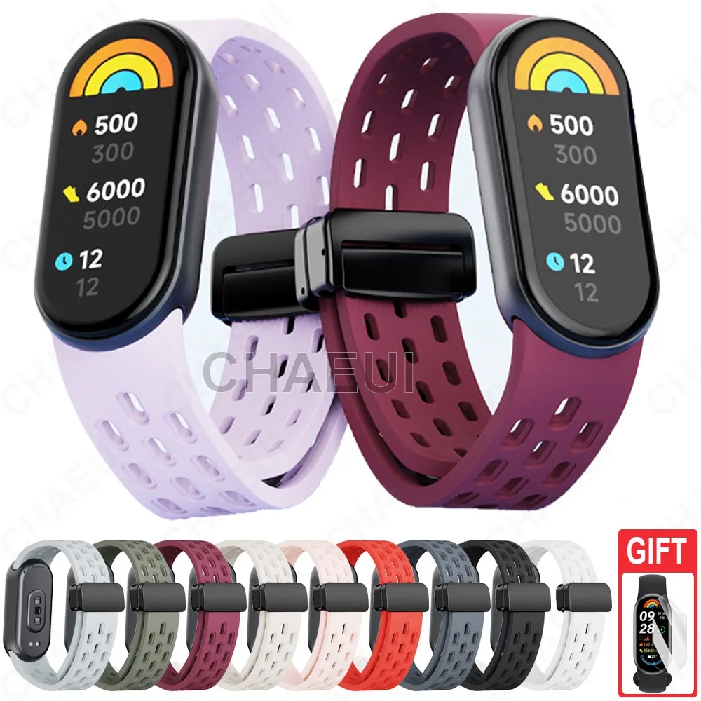 สายรัดซิลิโคนอุปกรณ์เสริมสายรัดข้อมือกีฬาระบายอากาศสําหรับ Xiaomi Mi Band 9 8 / Xiaomi Smart Band 9 8
