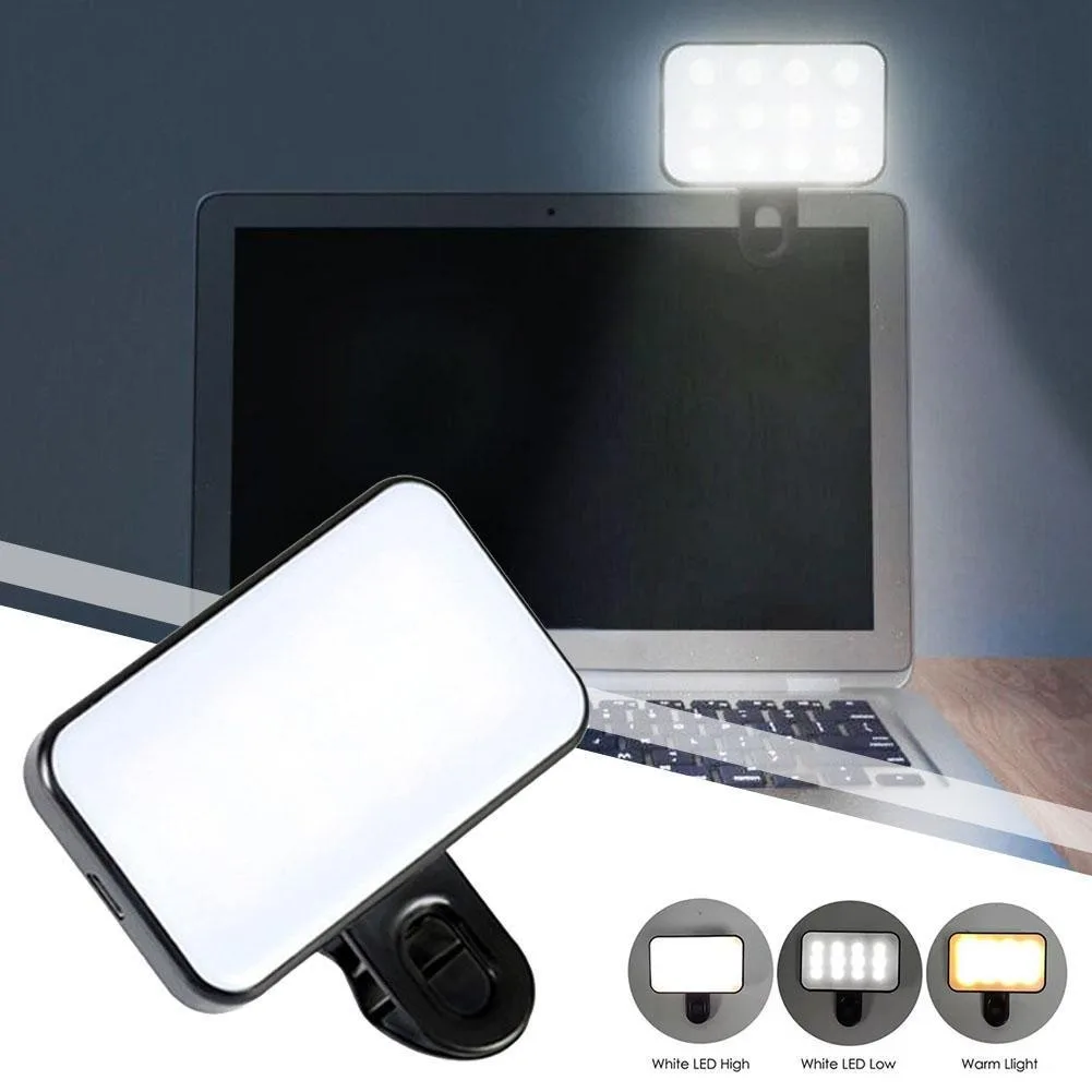 ไฟเซลฟี่ LED คลิปไฟเซลฟี่ 3 โหมด แบบพกพา ปรับความสว่างได้ สําหรับโทรศัพท์มือถือ แล็ปท็อป