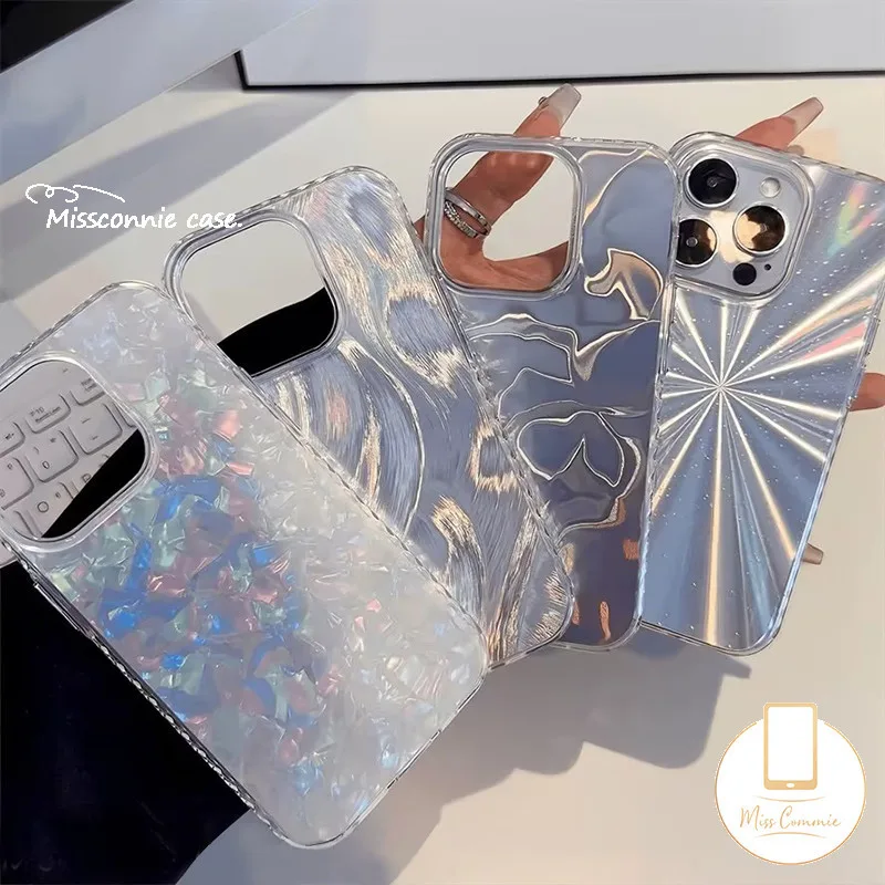 สําหรับ Infinix Smart 7 8 5 6 Plus Pro 8HD Hot 30i 40 40i Tecno Spark GO 202420C 10C 20 10 Pro Note 40 30 Pro Hot 12 30 20 10 11 Play Bow สร้อยข้อมือคลื่นเงินน้ํา Feather เส้นด้ายกรณี
