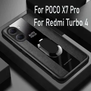 Plexiglass PU หนังเคสโทรศัพท์สําหรับ POCO X7 Pro X7Pro แม่เหล็กแหวนโลหะกันกระแทกป้องกันปกหลังสําหรับ Redmi Turbo 4