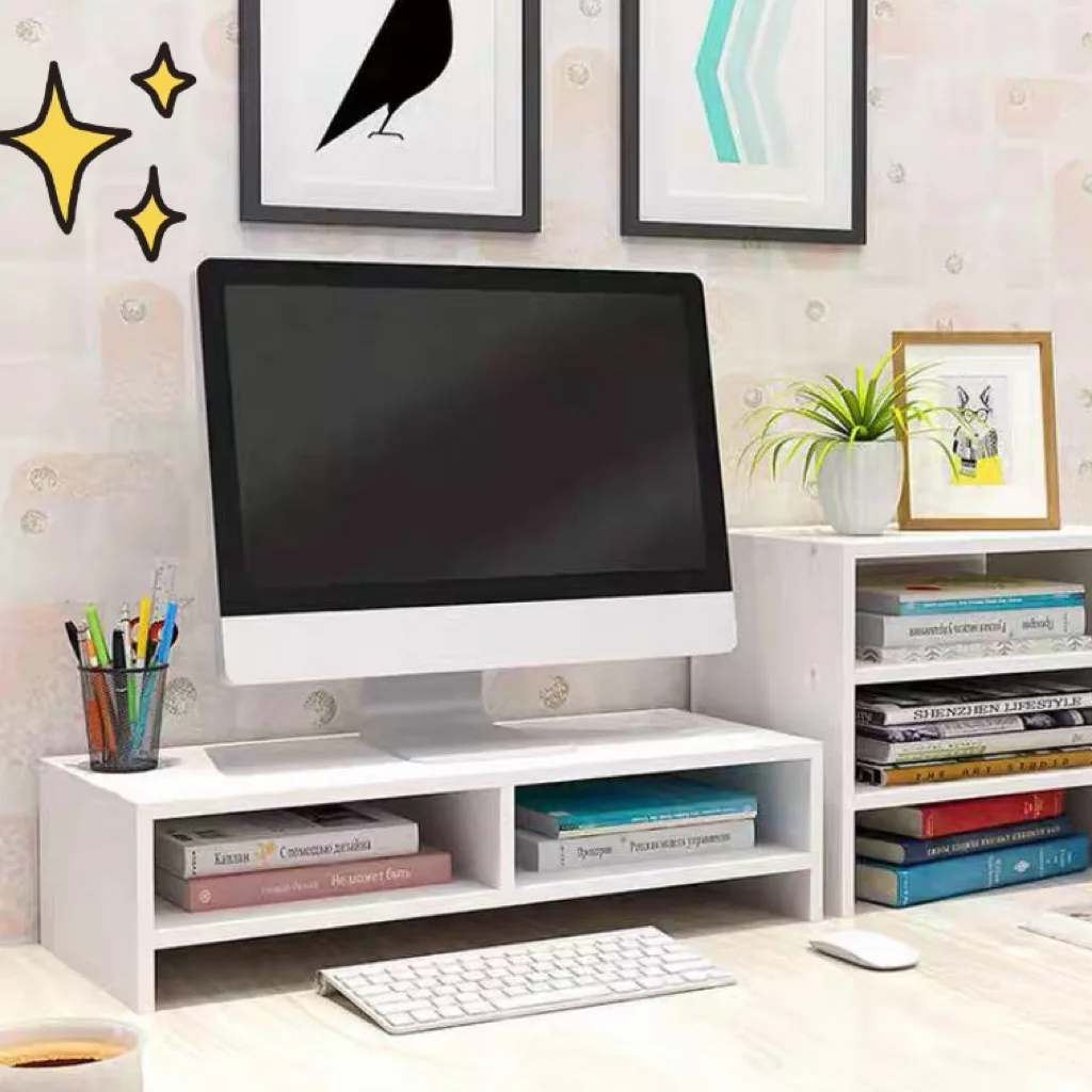 Laptop Stand ชั้นโน้ตบุค มีช่องเก็บของ ชั้นวางคอม ที่วางจอคอมพิวเตอร์ ขาตั้งจอคอม Cheese girl