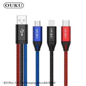OUKU X15 สายชาร์จ 3in1 ใช้ได้ 3 หัว สำหรับ iOS/Micro/Type-C จ่ายไฟ 6V ใช้งานง่าย ชาร์จเร็ว