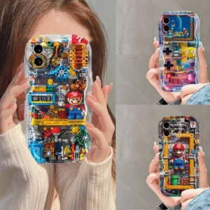 3d Super Mario อิฐเคสโทรศัพท์สําหรับ Xiaomi Redmi หมายเหตุ 8 Pro / Note9s 9 Pro Max / Note10s 10 Pro Max / Note11s 11 Pro / Note12 Pro โปร่งใส Wave Edge Soft TPU กรณี