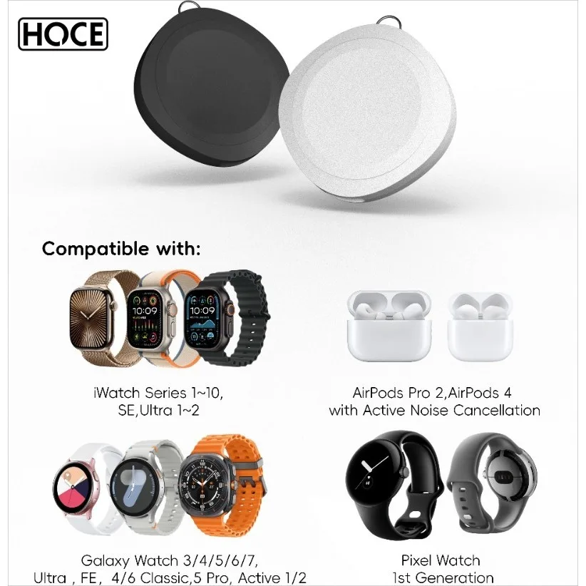 Hoce 4in1 แบบพกพา Wireless Charger Pad สําหรับ IWatch 10-1 Fast Charging Ipods หูฟัง Dock สําหรับ Galaxy นาฬิกา 3-7 คลาสสิก Active1 2