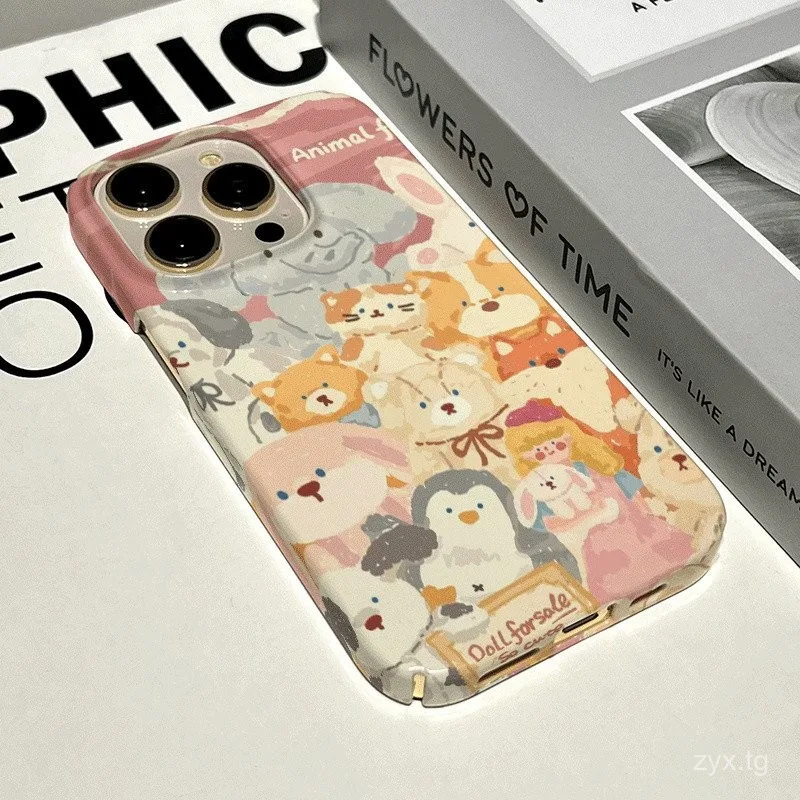 แบบเต็มหน้าจอสัตว์ iPhone เคสมือถือ iphone14promax ฟิล์ม15เรียบง่าย12พรีเมี่ยม11เคสแข็ง xr7813