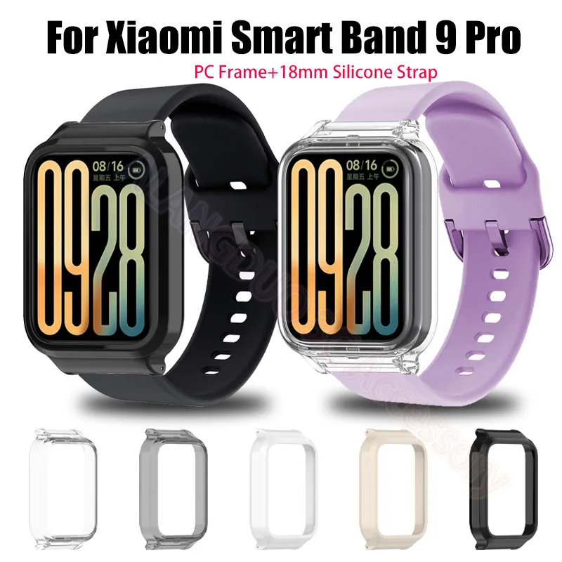 Xiaomi Smart Band 9 Pro เคสป้องกัน Hard PC กันชนป้องกันหน้าจอ + 18 มม.สําหรับ Xiaomi Mi Band 9Pro 9 Pro