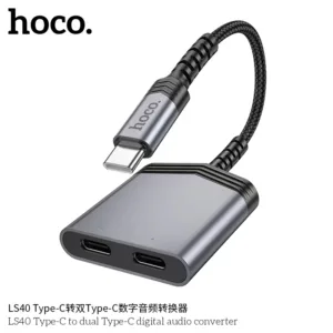 HOCO LS40 อะแดปเตอร์ 2in1 สายแปลงหูฟัง สายแปลงสําหรับType-C to dual Type-C ช่องชาร์จไฟ รองรับไมโครโฟน