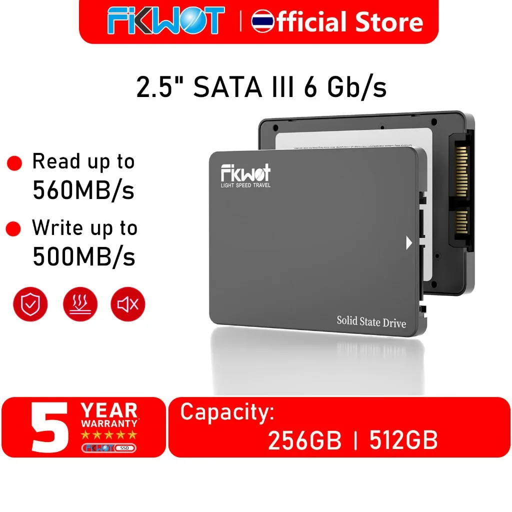 Fikwot FX812 2.5" SATA III SSD 6Gb/s Read 560MB/s Write 500MB/s 3D NAND TLC สำหรับ Laptop/PC