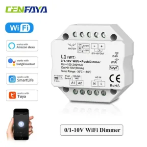 Cenfaya 0/1-10V WIFI LED dimmer Light Controller AC PUSH SWITCH 110V 220V 230V Tuya Smart Life APP สำหรับ Alexa Google Assistant