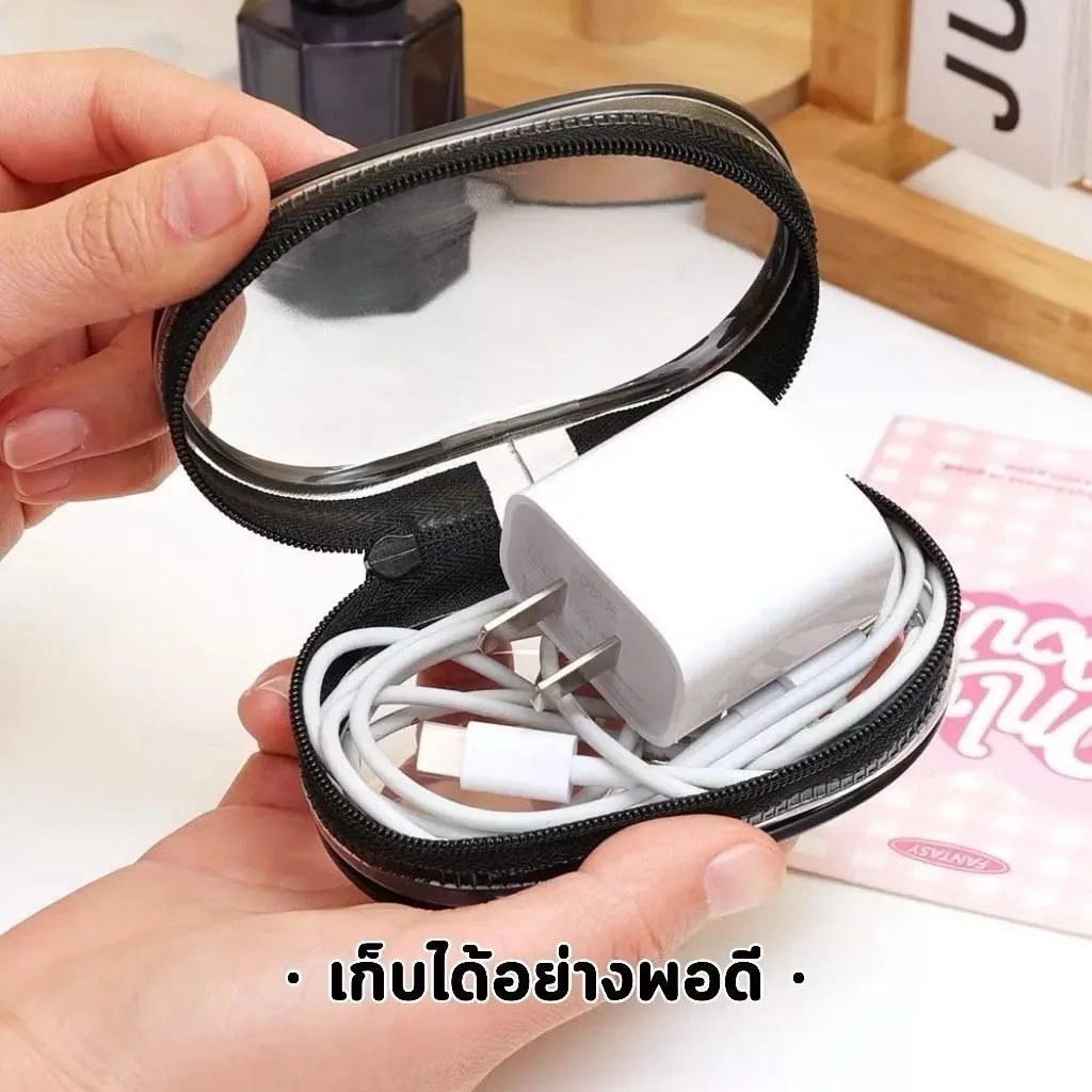 BYENJOYSHOP ปลีก/ส่ง ถุงป้องกันฝุ่นแบบใส  กระเป๋าเก็บหูฟัง พกกุญแจ พาง่าย สําหรับเดินทาง