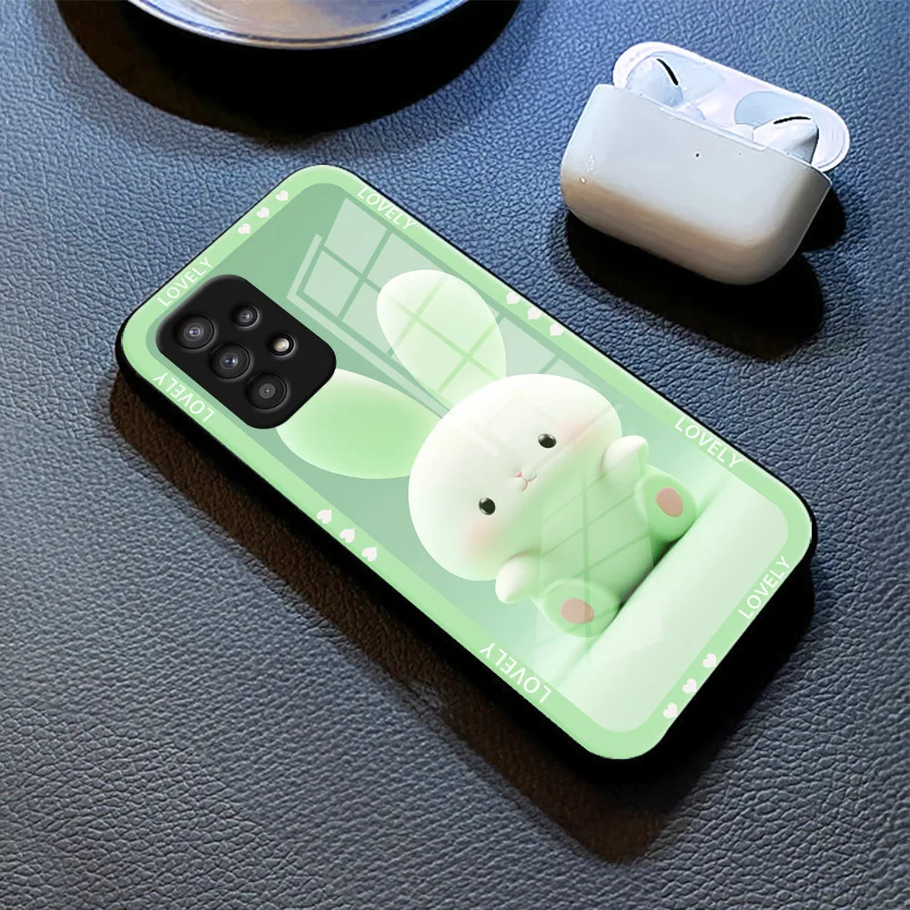 กระต่าย เคส กระจก Samsung a73 a71 a7 2018 a53 a52s a51 a50s a50 a42 a33 a32 a31 a30s a23 a22 a21s a20s a20 h3f1503