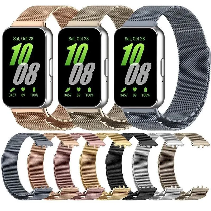 สําหรับ Samsung Galaxy Fit 3 Band พร้อมเคส TPU ป้องกันหน้าจอฟิล์มนุ่มเปลี่ยน Milanese Magnetic Loop Watchband สายโลหะ