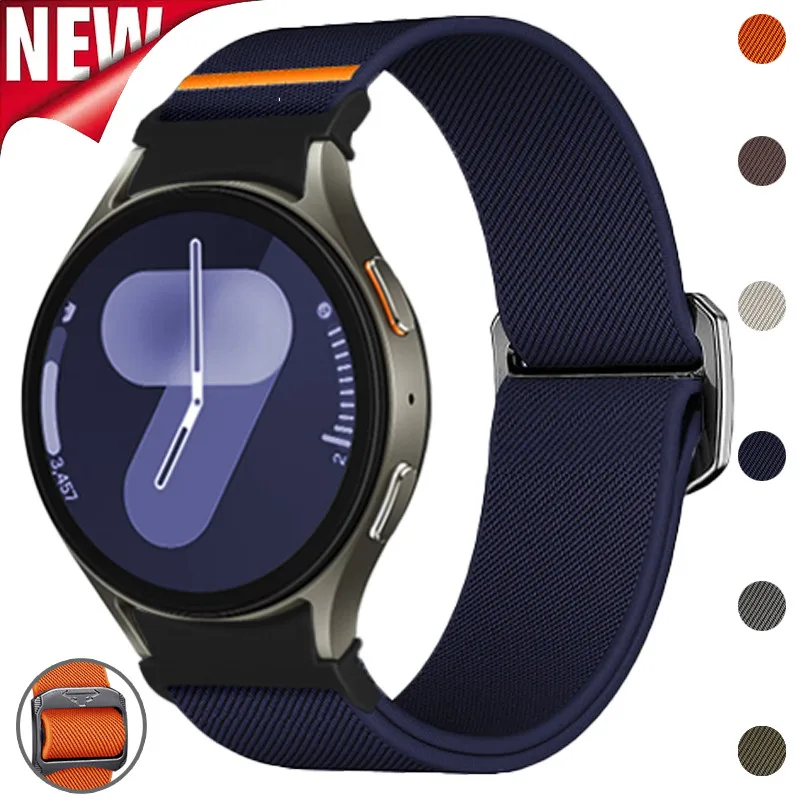 ไนลอนยืดหยุ่น Bullhead Buckle สําหรับ Samsung Galaxy นาฬิกา 7 6 5 4 40 มม.44 มม.สําหรับ Galaxy นาฬิกา 6 classsic 43 มม.47 มม.นาฬิกา 5 Pro 45 มม.นาฬิกาอุปกรณ์เสริม