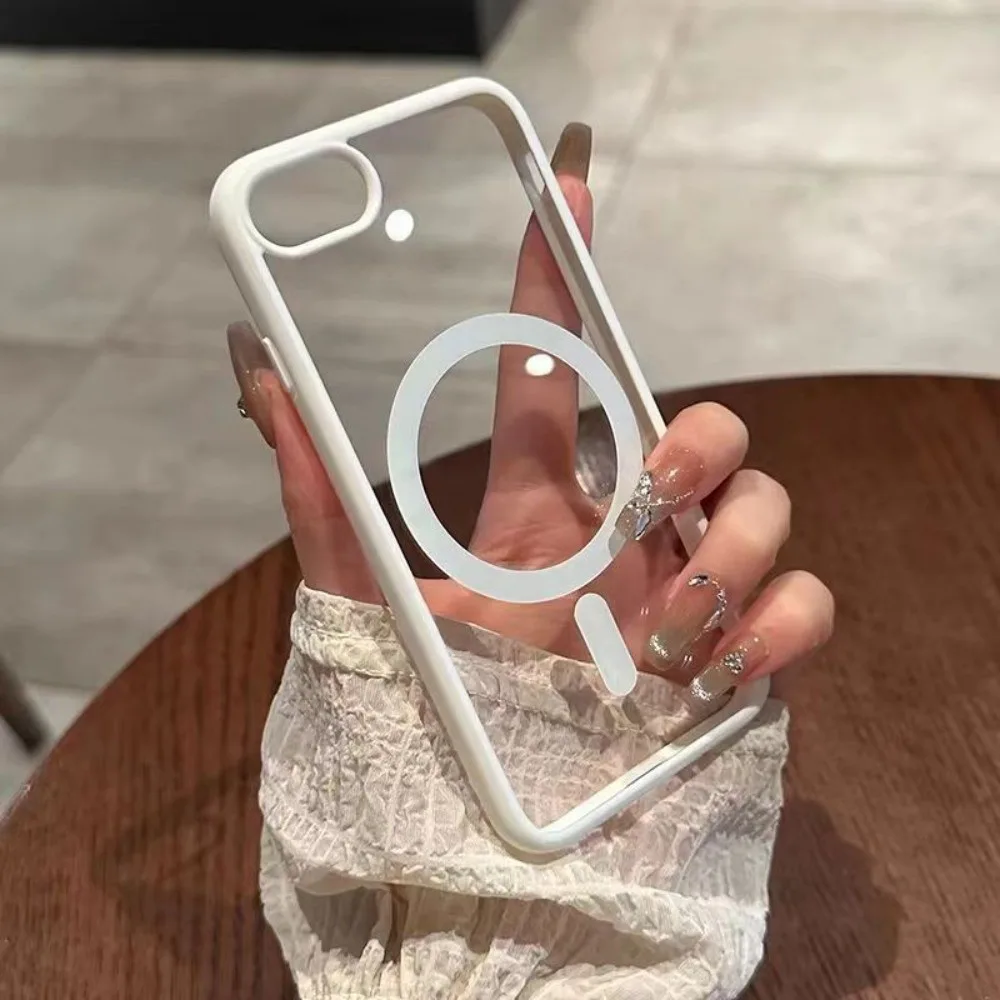 เหมาะสําหรับ iPhone 7 Plus 8 Plus i7 i8 XR XS Max x 11 12 Pro Max 12MINI 13MINI เคสโทรศัพท์แม่เหล็กเคสโทรศัพท์โปร่งใส hard case