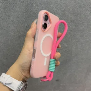 .เคส Iphone พร้อมสายคล้องเชือกเส้นเล็กskin-fell 2 in 1 เคสโทรศัพท์แม่เหล็กสําหรับ iPhone 11 12 13 14 15 16 Pro max 16 Plus พร้อมเคสกันกระแทกความงาม iPhone soft case